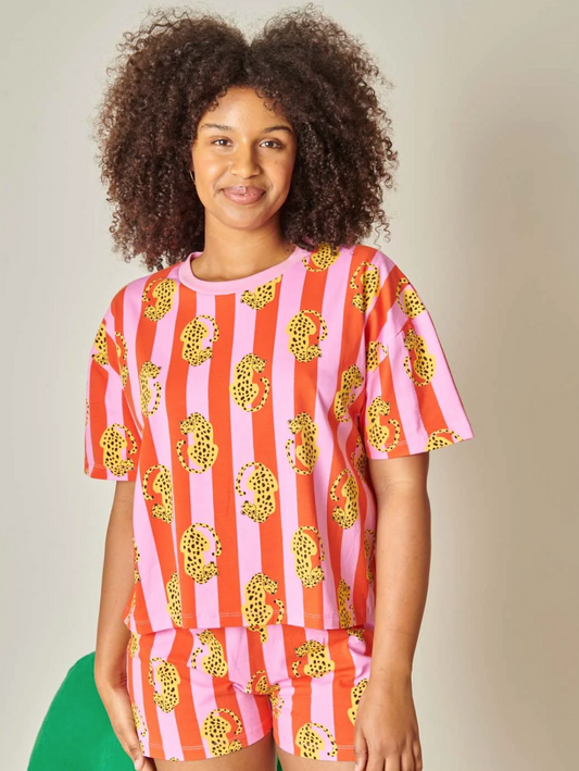 Pyjama Coton Bio leo rayures rouges