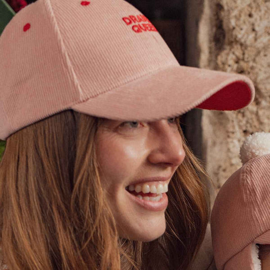 Casquette Velours Rose "Drama Queen"