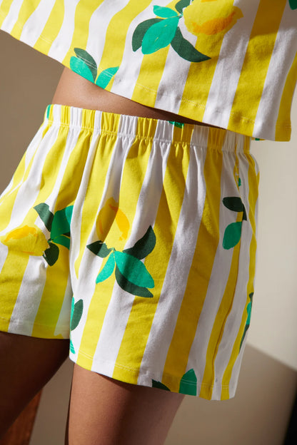 Pyjama Coton BIO Citrons Rayures Jaunes