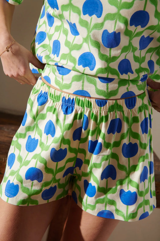 Pyjama Coton BIO Tulipes Bleues