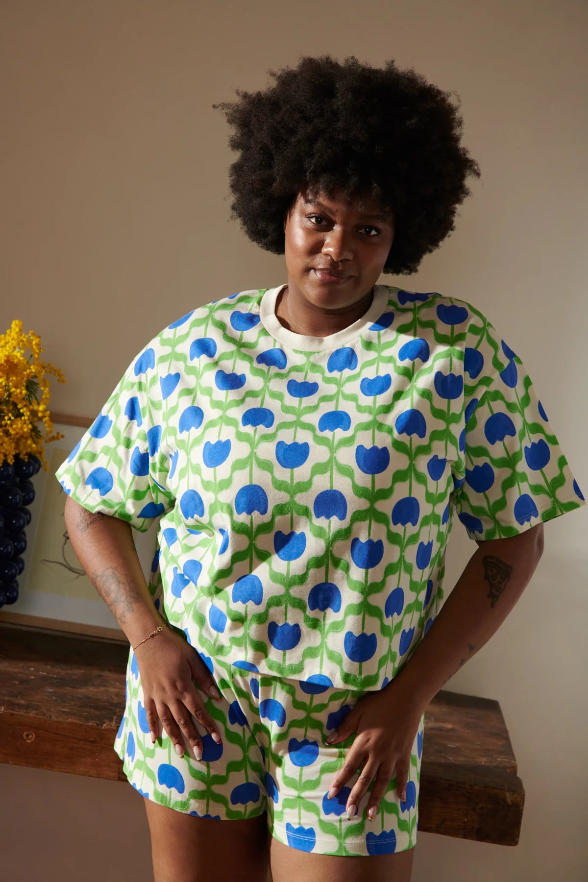 Pyjama Coton BIO Tulipes Bleues