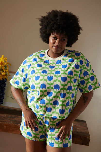 Pyjama Coton BIO Tulipes Bleues
