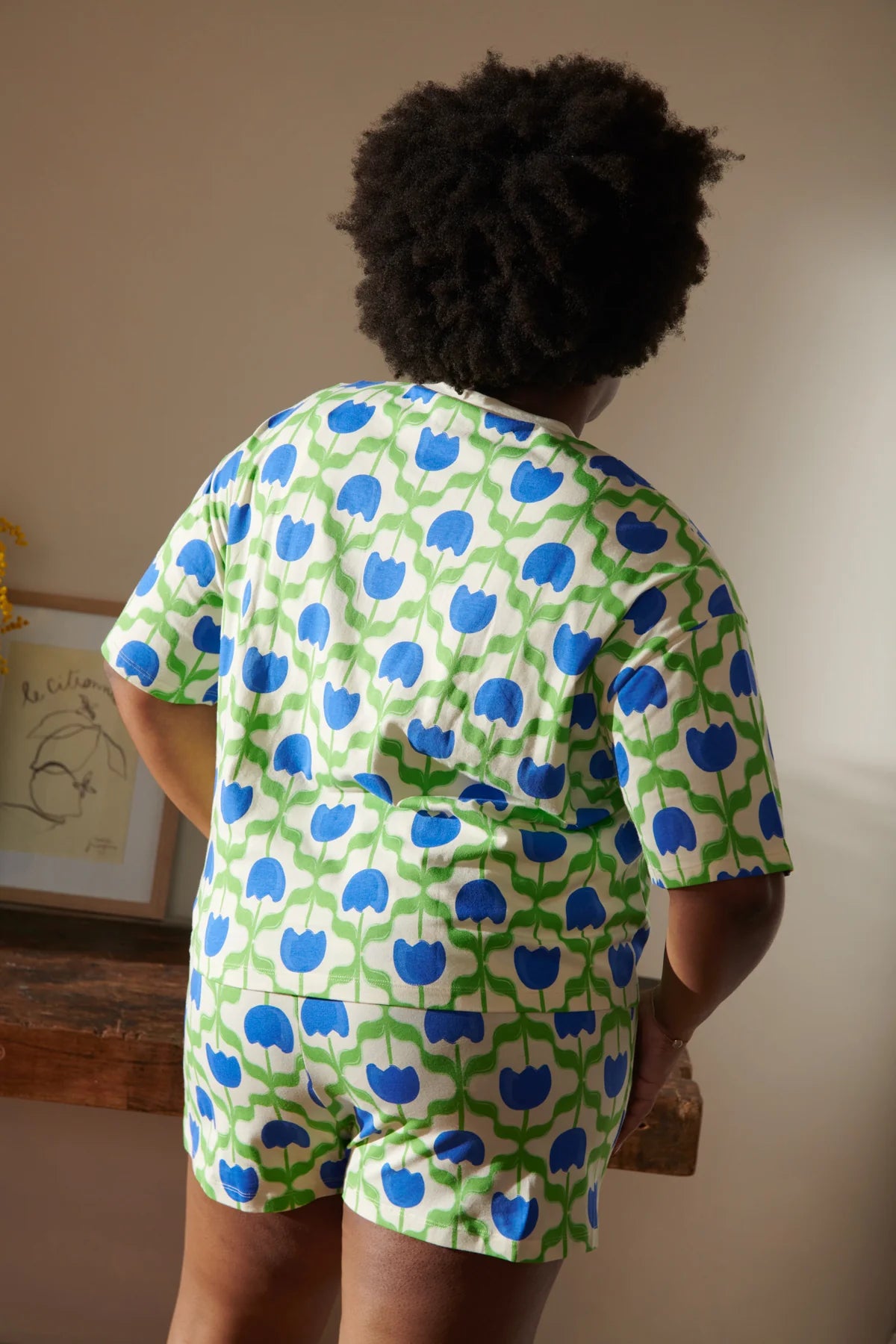 Pyjama Coton BIO Tulipes Bleues