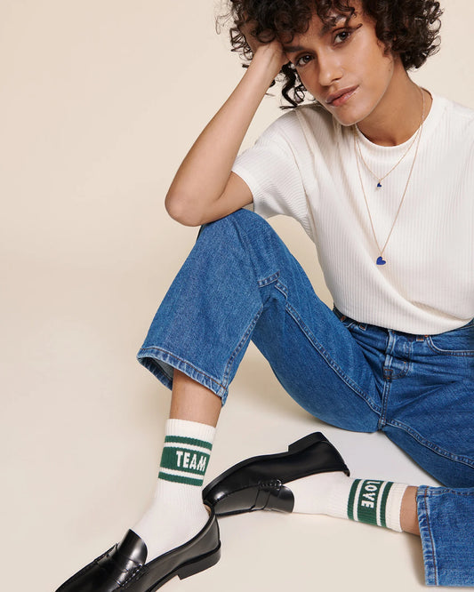 Chaussettes Love Team – Crème