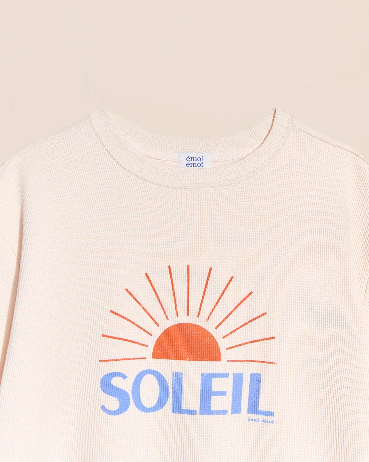 T-shirt Soleil en coton bio gaufré - crème