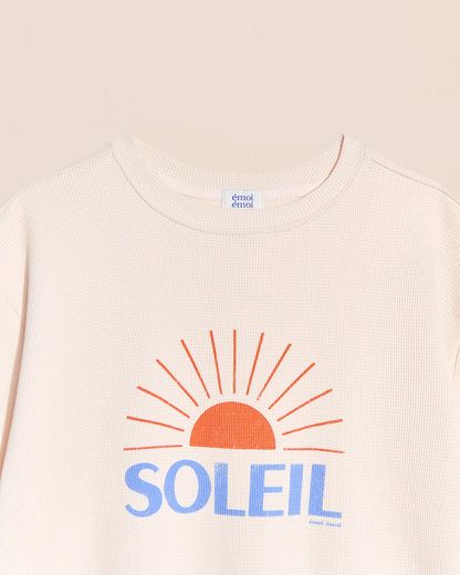 T-shirt Soleil en coton bio gaufré - crème