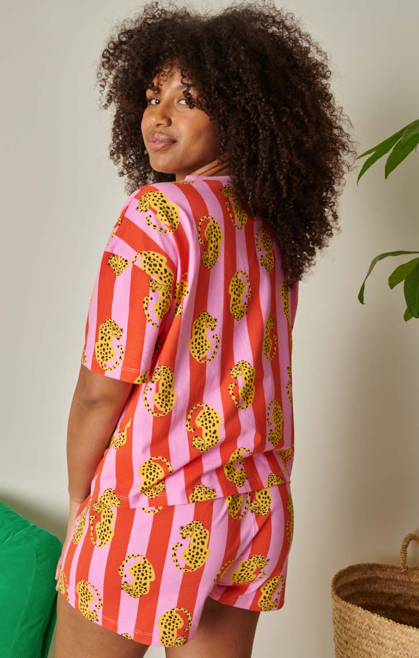 Pyjama Coton Bio leo rayures rouges