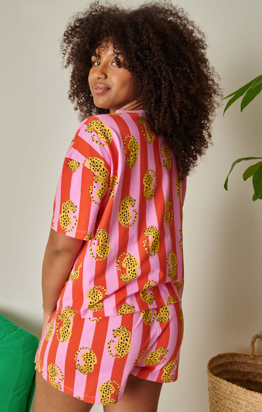 Pyjama Coton Bio leo rayures rouges