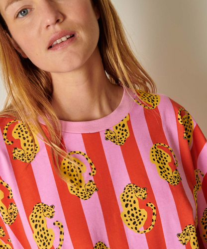 Pyjama Coton Bio leo rayures rouges