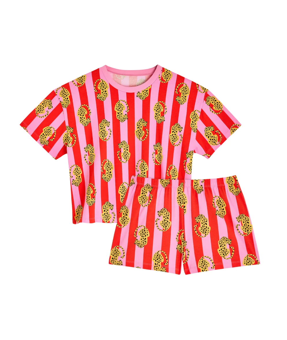Pyjama Coton Bio leo rayures rouges