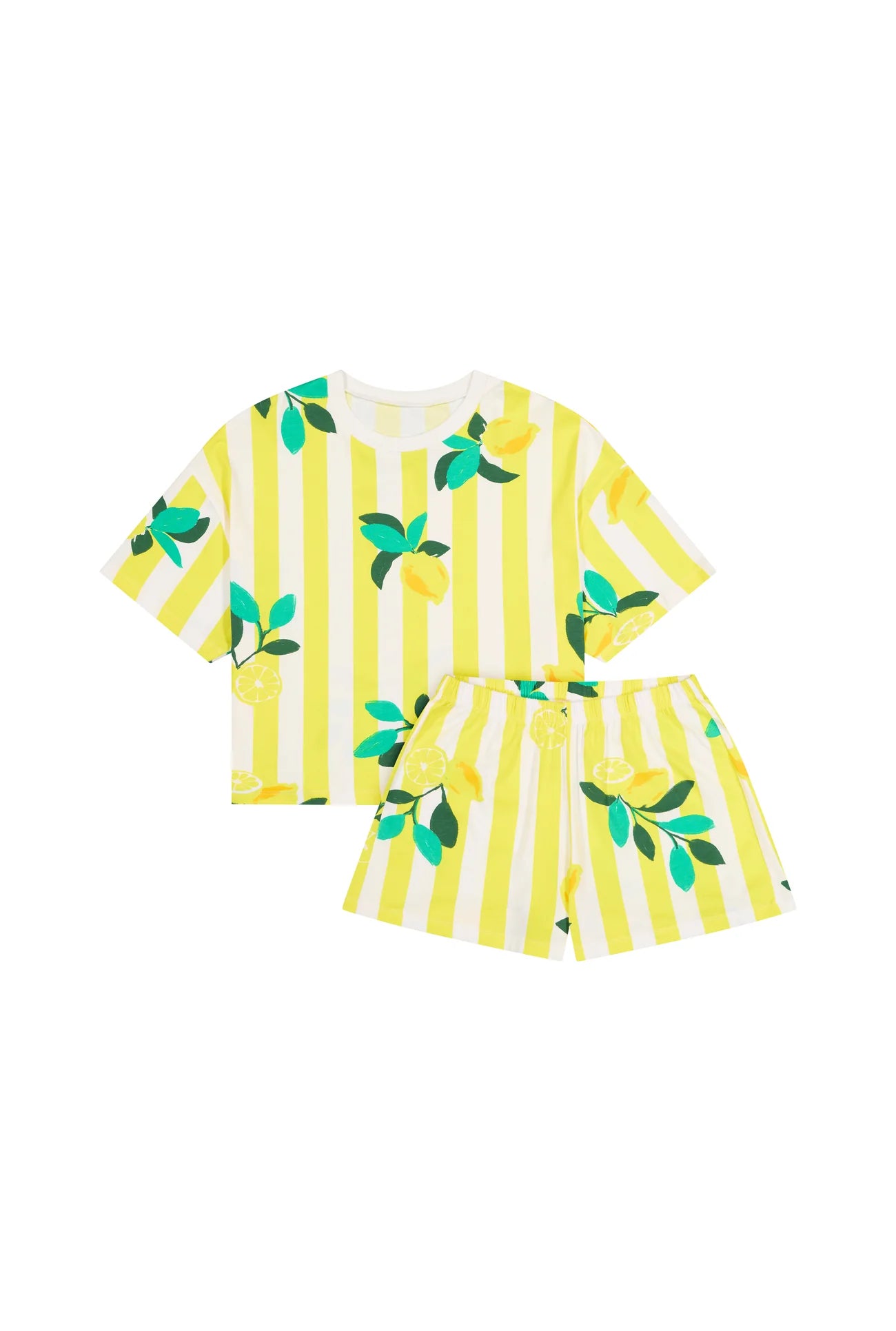 Pyjama Coton BIO Citrons Rayures Jaunes