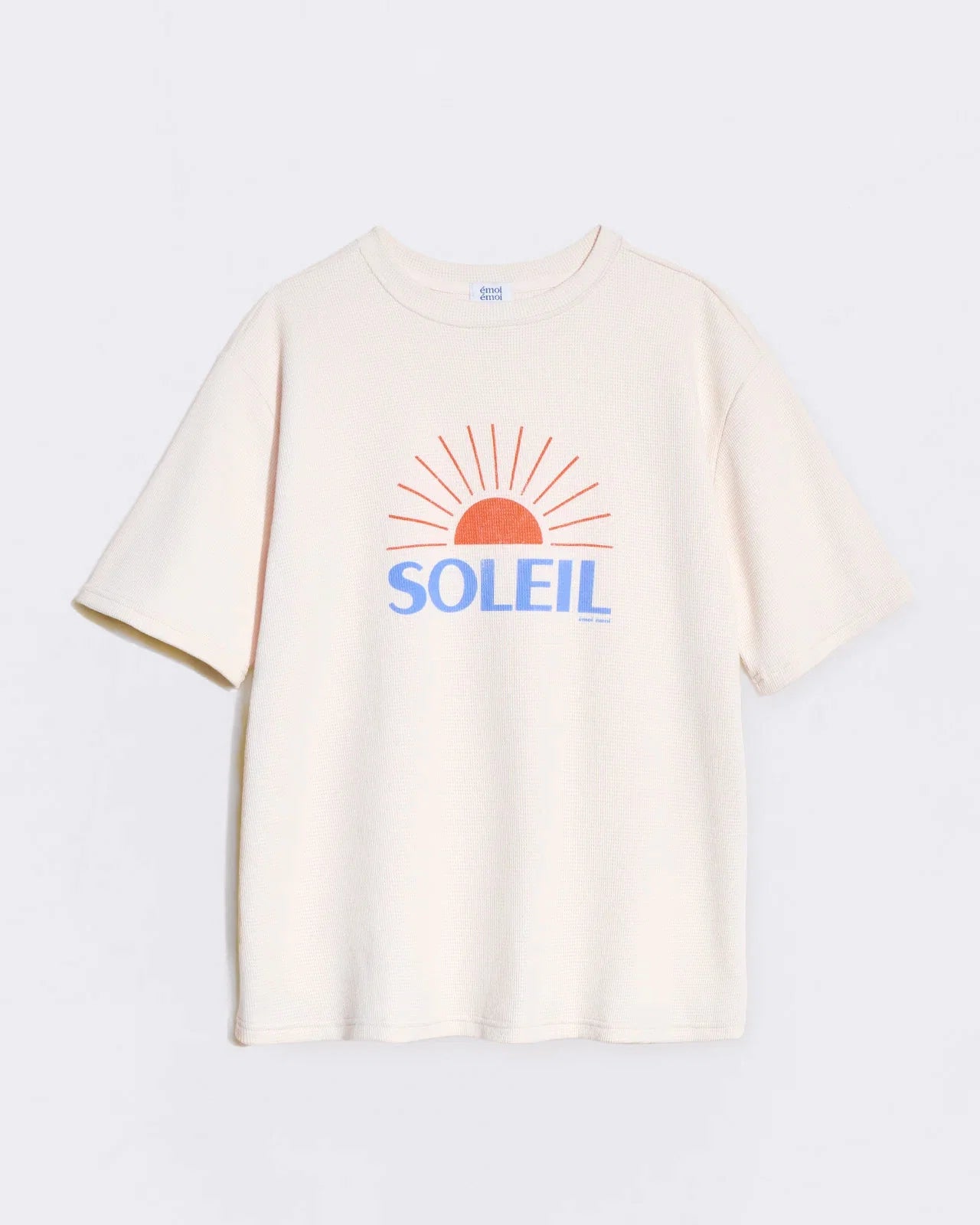 T-shirt Soleil en coton bio gaufré - crème