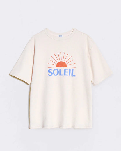 T-shirt Soleil en coton bio gaufré - crème